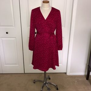Red floral Adrianna Papell wrap style dress